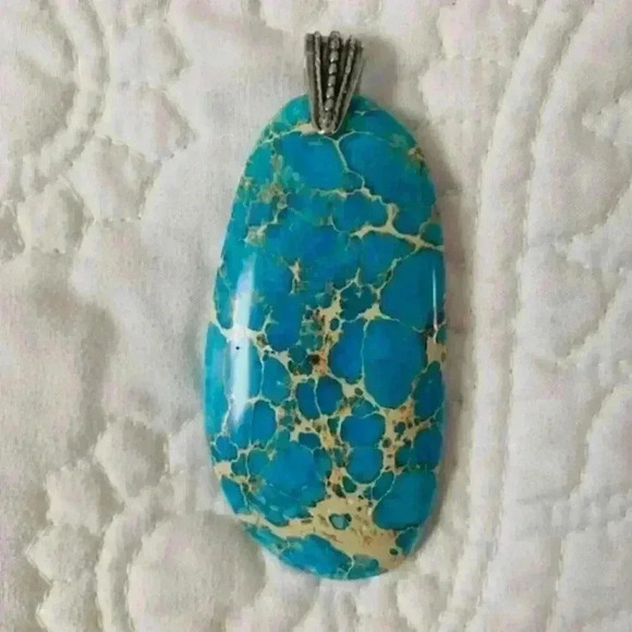 turquoise cabochon stone pendant - Picture 4 of 5